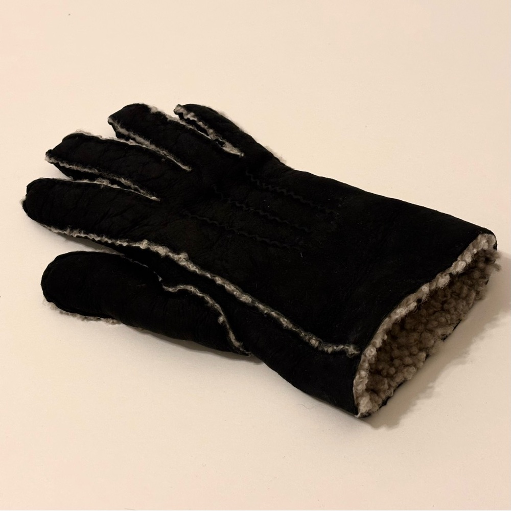 Portolano Women’s Black Sheepskin Shearling Fur Winter Gloves Size 7 - Picture 2 of 13